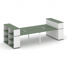 Concept Рабочая станция с опорными стеллажами с надставкой низ. CN.DRS-255 Кобо/Белый Бриллиант/Мета