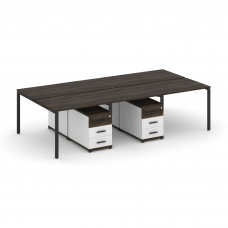 Concept Рабочая станция 6 мест с 2 двухсторонними опорными тумбами CN.DRS-341 B Дуб Мали/Белый Брилл