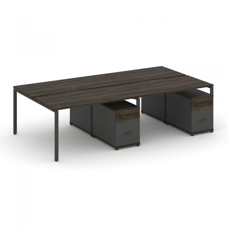 Concept Рабочая станция 4 места с 2 двухсторонними опорными тумбами CN.DRS-322 A Дуб Мали/Антрацит/М