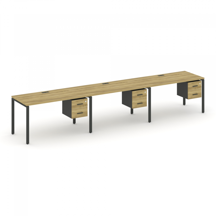 Concept Рабочая станция односторонняя с подвес. тумбами 3 места CN.ORS-133 A Дуб Винченцо/Антрацит/М