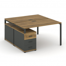 Concept Рабочая станция 2 места с двухсторонней опорной тумбой CN.DRS-304 A Сандал Янтарный/Антрацит