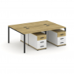 Concept Рабочая станция 4 места с 2 двухсторонними опорными тумбами CN.DRS-317 B Дуб Винченцо/Белый