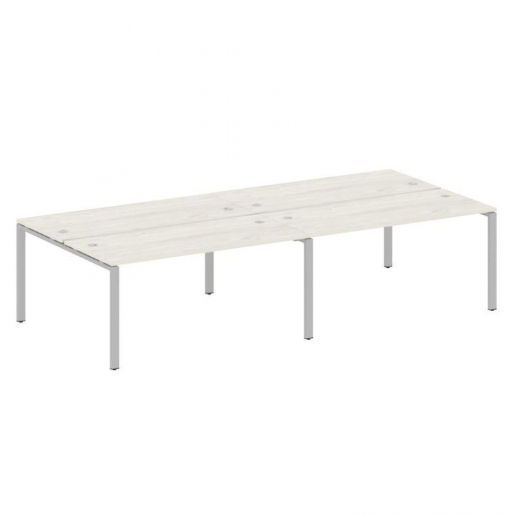 Metal System Рабочая станция на 4 места на П-образном м/к БП.СМ-4.4 Дуб Наварра/Металл Серый 3200*14