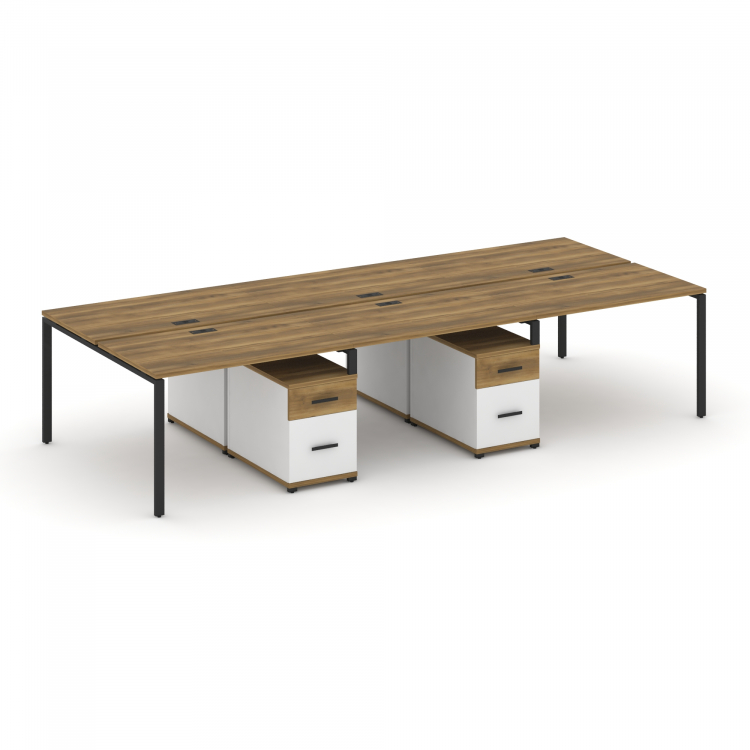 Concept Рабочая станция 6 мест с 2 двухсторонними опорными тумбами CN.DRS-346 B Сандал Янтарный/Белы