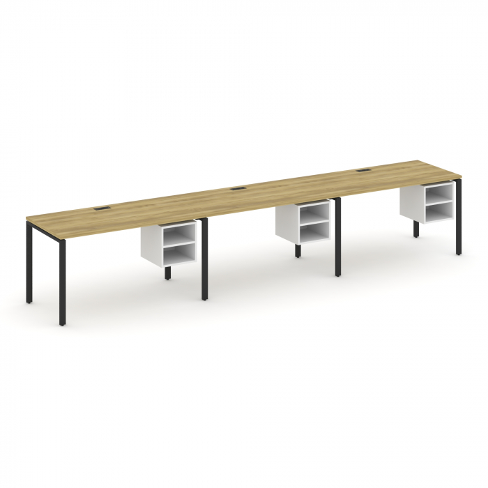 Концепт Рабочая станция односторонняя с подвес. тумбами 3 места CN.ORS-127 Дуб Винченцо/Белый Брилли