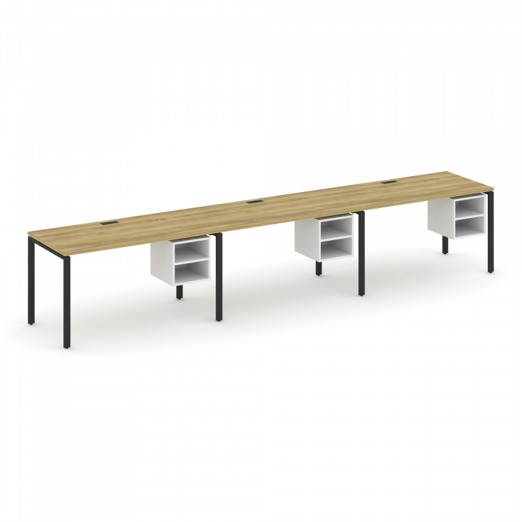 Concept Рабочая станция односторонняя с подвес. тумбами 3 места CN.ORS-127 Дуб Винченцо/Белый Брилли
