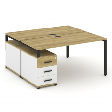 Concept Рабочая станция 2 места с двухсторонней опорной тумбой CN.DRS-304 B Дуб Винченцо/Белый Брилл