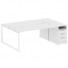 Metal System Рабочая станция с тумбой на О-образном м/к БО.РС-СТП-2.5 Белый/Металл Белый 2212*1475*7