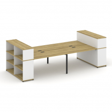 Concept Рабочая станция с опорными стеллажами с надставкой низ. CN.DRS-255 Дуб Винченцо/Белый Брилли