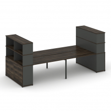 Concept Рабочая станция с опорными распаш. шкафами с надставкой выс. CN.DRS-275 A Дуб Мали/Антрацит/