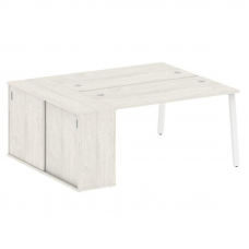 Metal System Рабочая станция с шкафом-купе на А-образном м/к БА.РС-СШК-1.3 Т Дуб Наварра/Металл Белы