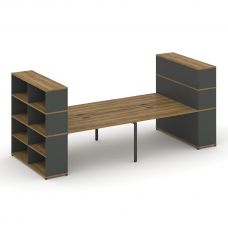 Concept Рабочая станция с опорными стеллажами с надставкой выс. CN.DRS-257 Сандал Янтарный/Антрацит/