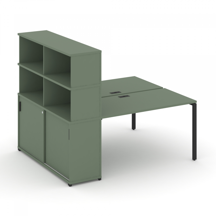 Concept Рабочая станция с опорным шкафом-купе с надставкой выс. CN.DRS-242 B Кобо/Металл Черный 1600