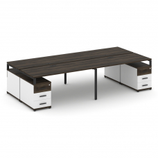 Concept Рабочая станция 4 места с 2 двухсторонними опорными тумбами CN.DRS-328 B Дуб Мали/Белый Брил