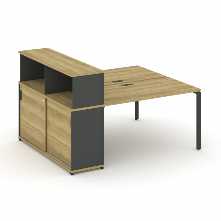 Concept Рабочая станция с опорным шкафом-купе с надставкой низ. CN.DRS-237 A Дуб Винченцо/Антрацит/М