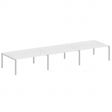 Metal System Рабочая станция на 6 мест на П-образном м/к БП.СМ-6.5 Белый/Металл Серый 5400*1475*750
