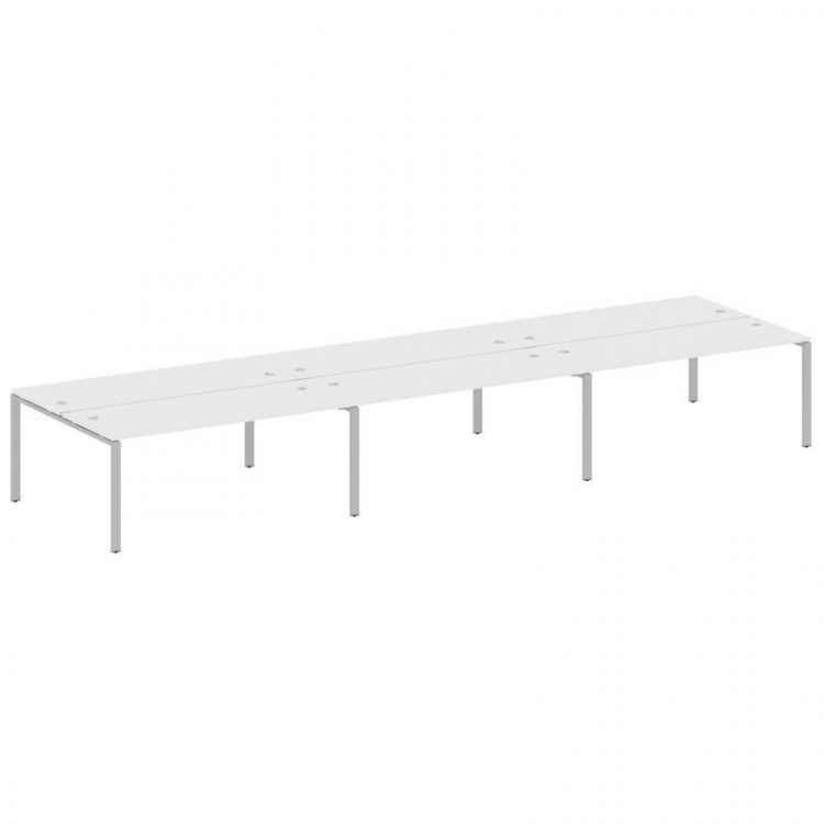 Metal System Рабочая станция на 6 мест на П-образном м/к БП.СМ-6.5 Белый/Металл Серый 5400*1475*750