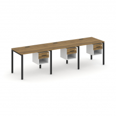 Concept Рабочая станция односторонняя с подвес. тумбами 3 места CN.ORS-137 B Сандал Янтарный/Белый Б