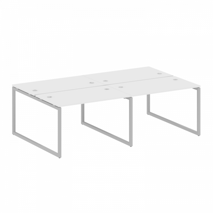 Metal System Quattro Рабочая станция на 4 места на О-образном м/к 40БО.СМ-4.2 Белый/Металл Серый 240