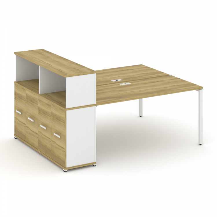 Concept Рабочая станция с опорным распаш. шкафом с надставкой низ. CN.DRS-228 W Дуб Винченцо/Белый Б