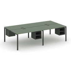 Concept Рабочая станция двухсторонняя с подвесными тумбами на 4 места CN.DRS-126 Кобо/Антрацит/Метал