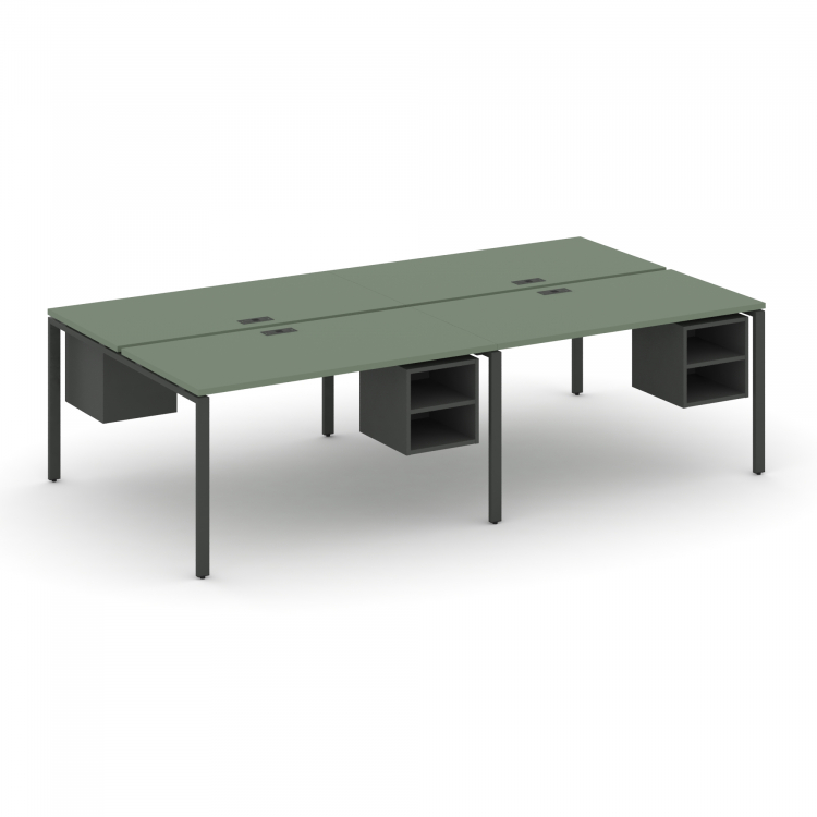 Concept Рабочая станция двухсторонняя с подвесными тумбами на 4 места CN.DRS-126 Кобо/Антрацит/Метал