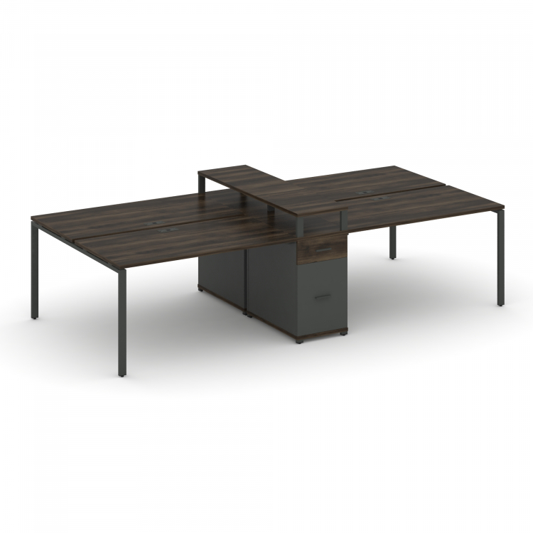 Concept Рабочая станция 4 места с 1 опорной тумбой CN.DRS-437 A Дуб Мали/Антрацит/Металл Антрацит 23