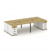Concept Рабочая станция 4 места с 2 опорными тумбами CN.DRS-426 B Дуб Винченцо/Белый Бриллиант/Метал