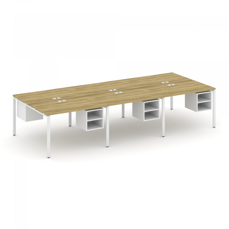 Concept Рабочая станция двухсторонняя с подвес. тумбами на 6 мест CN.DRS-146 Дуб Винченцо/Белый Брил