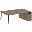 Metal System Рабочая станция с тумбой на А-образном м/к БА.РС-СТП-2.5 Вяз Благородный/Металл Антраци