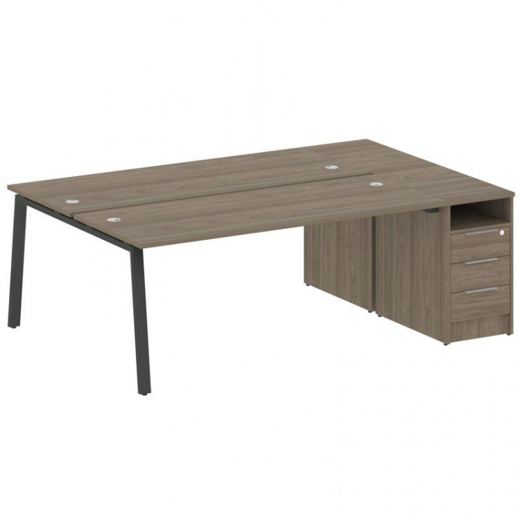 Metal System Рабочая станция с тумбой на А-образном м/к БА.РС-СТП-2.5 Вяз Благородный/Металл Антраци