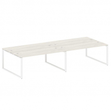 Metal System Рабочая станция на 4 места на О-образном м/к БО.СМ-4.5 Дуб Наварра/Металл Белый 3600*14