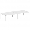 Metal System Рабочая станция на 4 места на П-образном м/к БП.СМ-4.5 Белый/Металл Серый 3600*1475*750