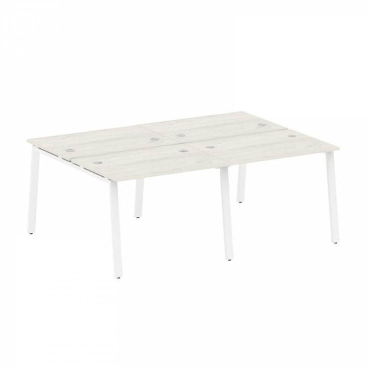 Metal System Рабочая станция на 4 места на А-образном м/к БА.СМ-4.1 Дуб Наварра/Металл Белый 2000*14