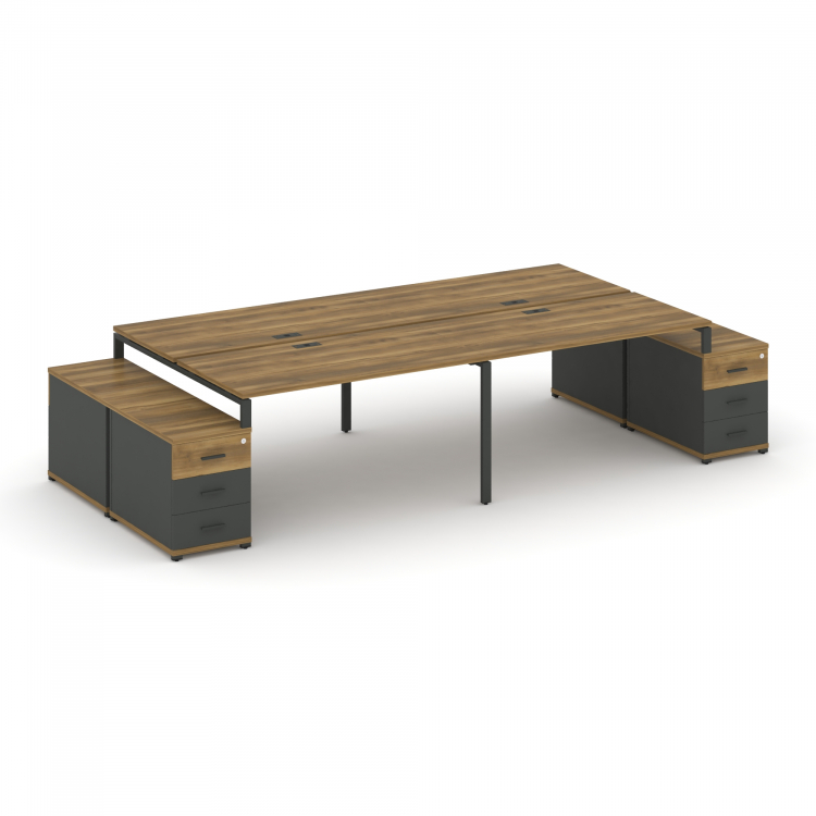 Concept Рабочая станция 4 места с 2 двухсторонними опорными тумбами CN.DRS-325 A Сандал Янтарный/Ант