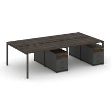 Concept Рабочая станция 4 места с 2 двухсторонними опорными тумбами CN.DRS-319 A Дуб Мали/Антрацит/М