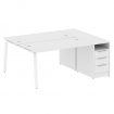 Metal System Рабочая станция с тумбой на А-образном м/к БА.РС-СТП-2.3 Белый/Металл Белый 1812*1475*7