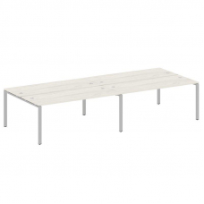 Metal System Рабочая станция на 4 места на П-образном м/к БП.СМ-4.5 Дуб Наварра/Металл Серый 3600*14