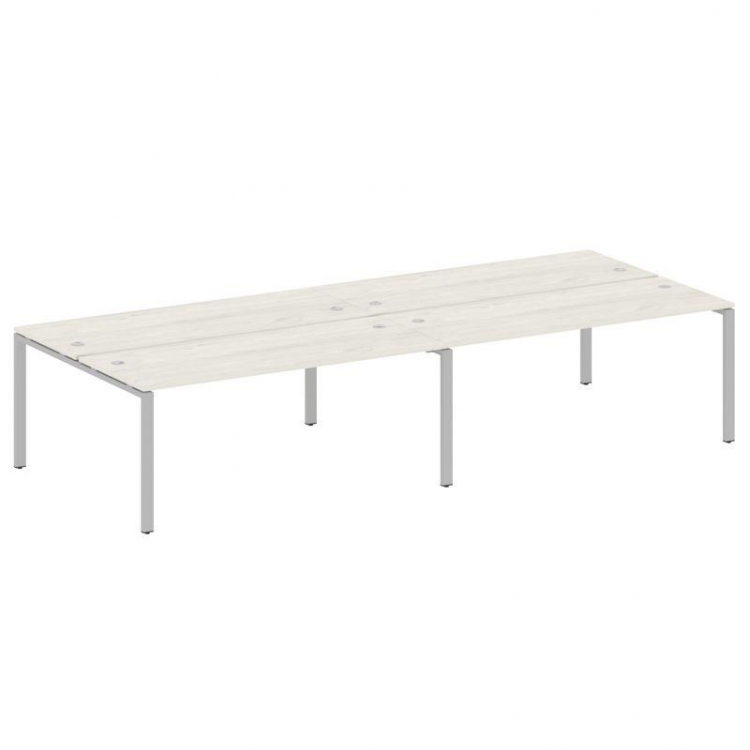 Metal System Рабочая станция на 4 места на П-образном м/к БП.СМ-4.5 Дуб Наварра/Металл Серый 3600*14