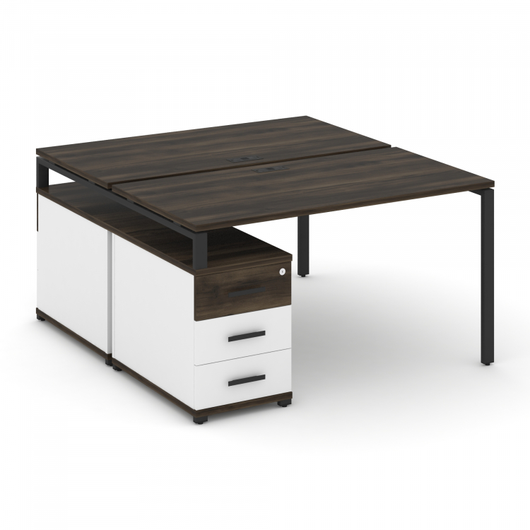 Concept Рабочая станция 2 места с двухсторонней опорной тумбой CN.DRS-303 B Дуб Мали/Белый Бриллиант