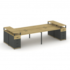 Concept Рабочая станция 4 места с 2 опорными тумбами CN.DRS-441 A Дуб Винченцо/Антрацит/Металл Антра