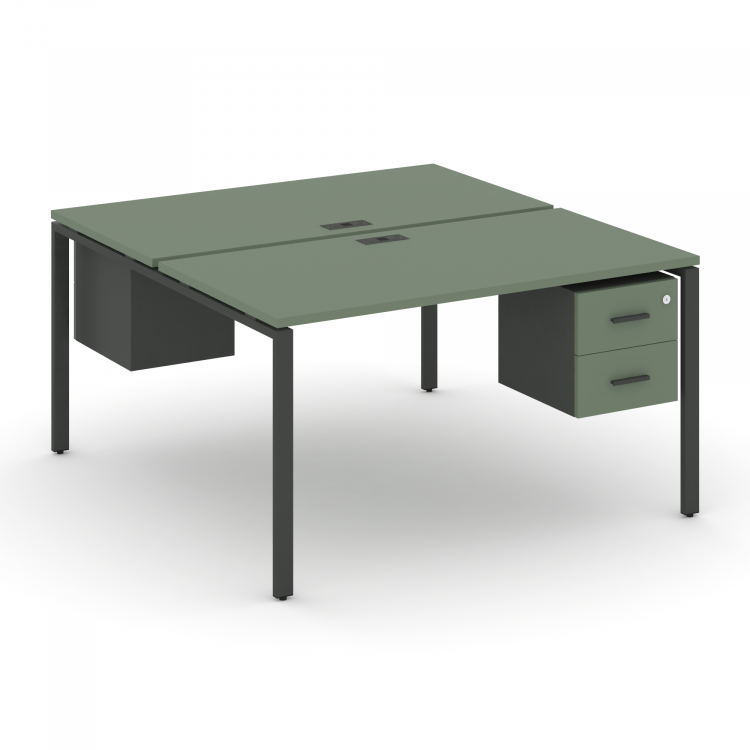 Concept Рабочая станция 2 сторонняя с подвесными тумбами на 2 места CN.DRS-113 A Кобо/Антрацит/Метал