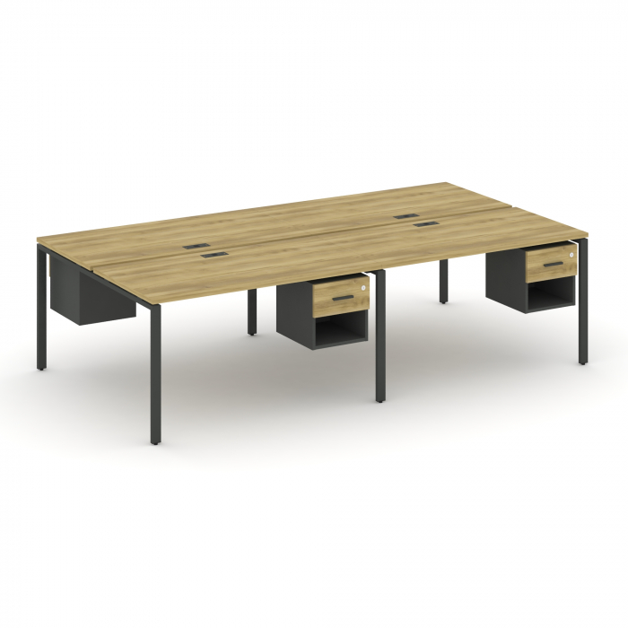 Концепт Рабочая станция двухсторонняя с подвесными тумбами на 4 места CN.DRS-139 A Дуб Винченцо/Антр