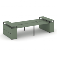 Concept Рабочая станция с опорными распаш. шкафами с верх. горизонтами CN.DRS-268 B Кобо/Металл Чер