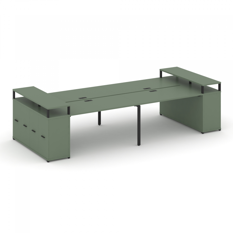 Concept Рабочая станция с опорными распаш. шкафами с верх. горизонтами CN.DRS-268 B Кобо/Металл Чер