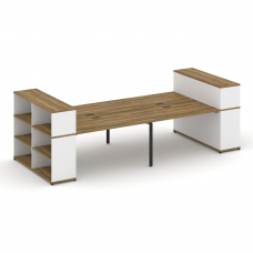 Concept Рабочая станция с опорными стеллажами с надставкой низ. CN.DRS-255 Сандал Янтарный/Белый Бри
