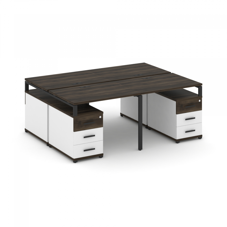 Concept Рабочая станция 4 места с 2 двухсторонними опорными тумбами CN.DRS-325 B Дуб Мали/Белый Брил