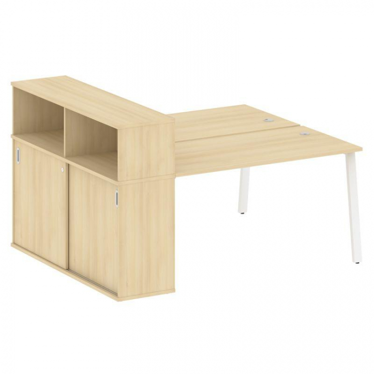Metal System Рабочая станция с шкафом-купе на А-образном м/к БА.РС-СШК-2.3 Т Акация Лорка/Металл Бел