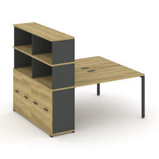 Concept Рабочая станция с опорным распаш. шкафом с надставкой выс. CN.DRS-232 A Дуб Винченцо/Антраци