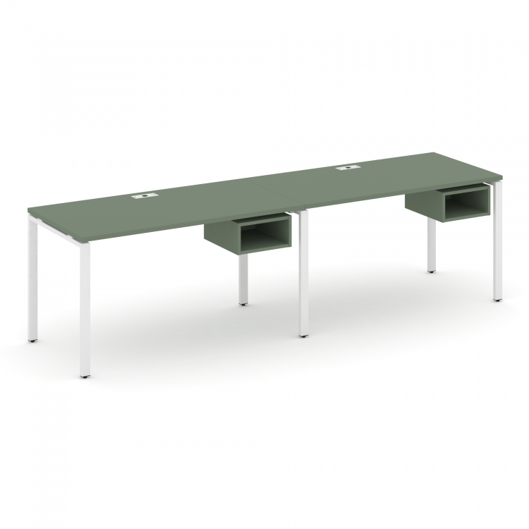 Concept Рабочая станция односторонняя с подвес. тумбами 2 места CN.ORS-101 Кобо/Металл Белый 1960*72